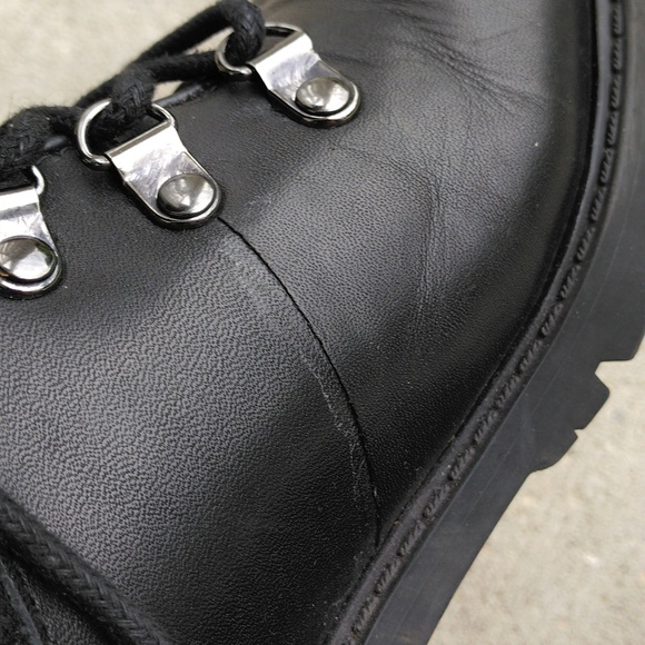 Marc Fisher 7M Lanzia Tweed Leather Laceup Combat Boots - Picture 14 of 16